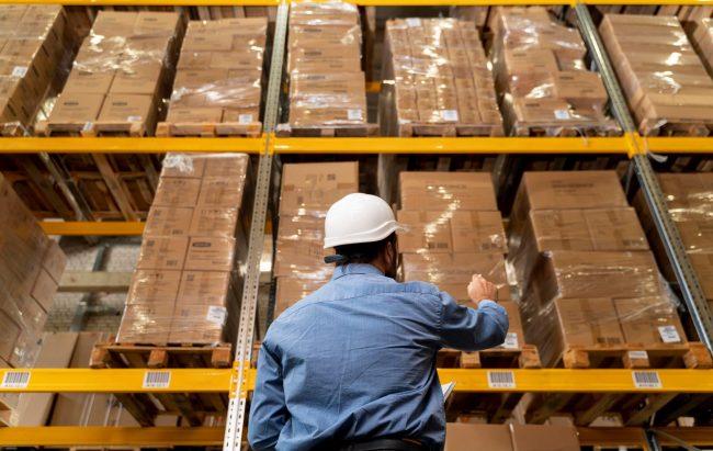 Warehouse3 Photo of warehouse worker counting boxes illustrates blog: "Survey: Demand for Logistics Space Still Strong Despite Economic Headwinds"