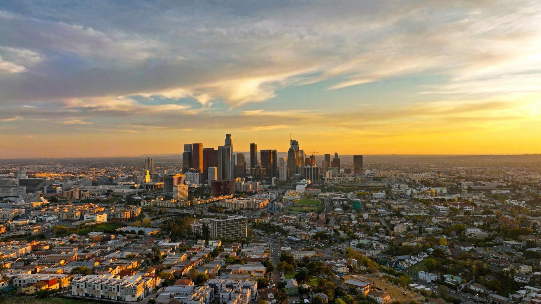 Aerial view of Los Angeles illustrates blog "New State Ballot Initiative Would Seek to Invalidate L.A’s “Mansion Tax”"