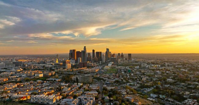 Aerial view of Los Angeles illustrates blog "New State Ballot Initiative Would Seek to Invalidate L.A’s “Mansion Tax”"
